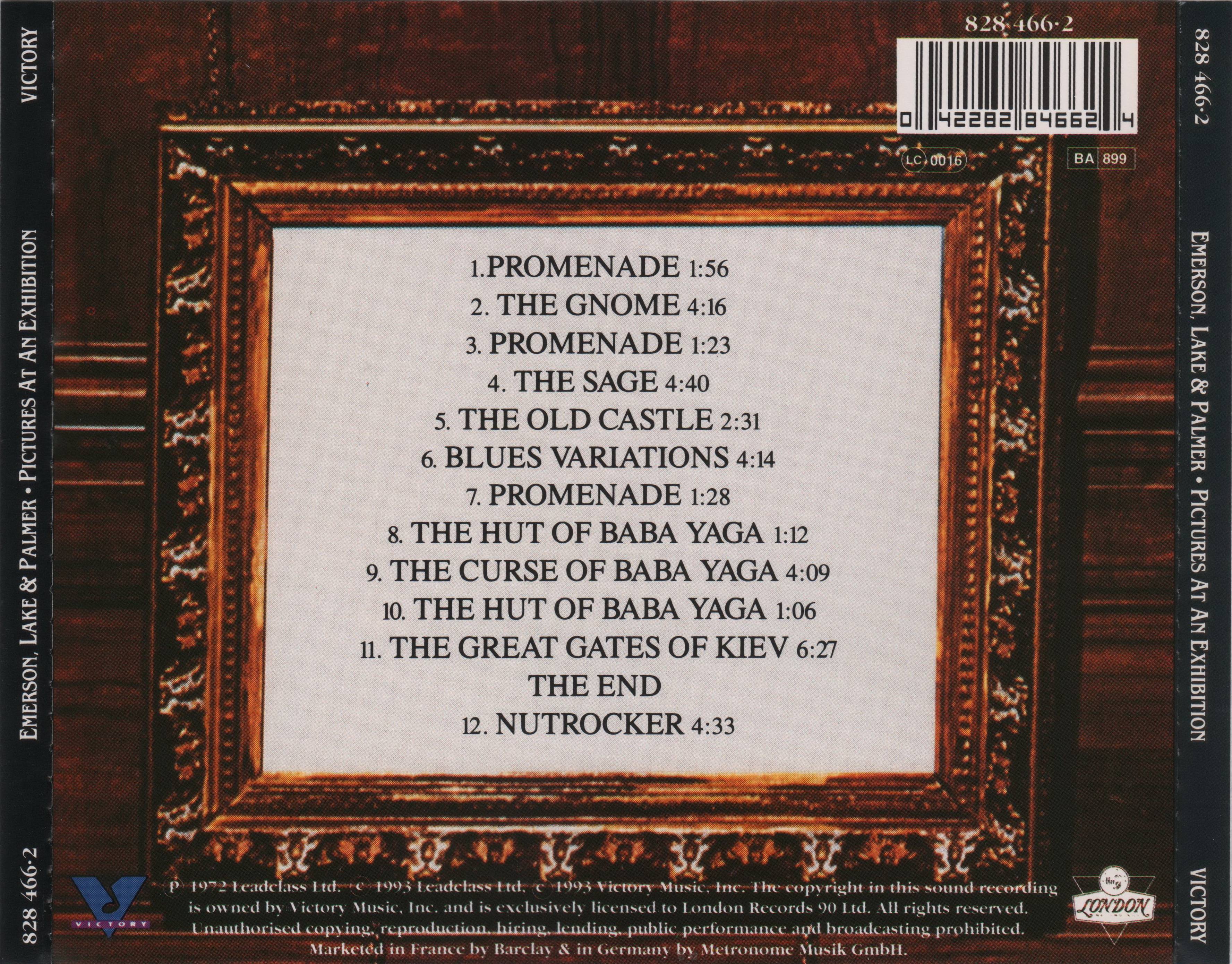 Emerson, Lake and Palmer Pictures At An Exhibition : Back FR